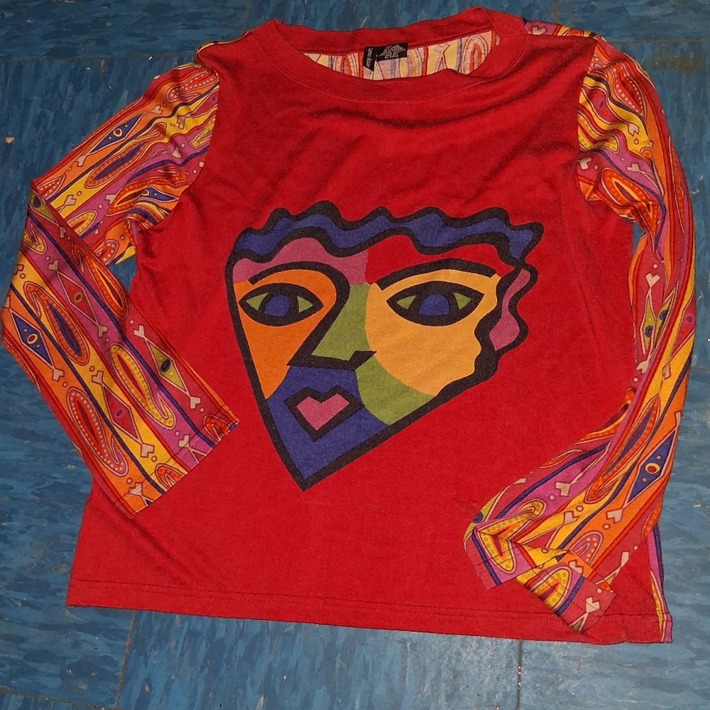 UNIQUE AND RADIANT LYNN RITCHIE ABSTRACT ART BLOUSE. - Picture 7 of 10